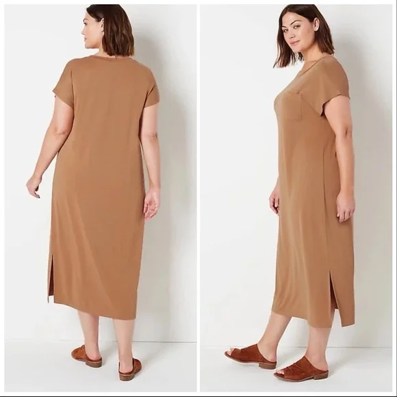J. Jill Casual-Luxe T-Shirt Maxi Dress in Tigers Eye - Picture 3 of 8